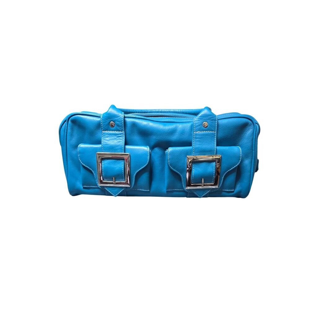 Blue Genuine Leather Cargo Bag